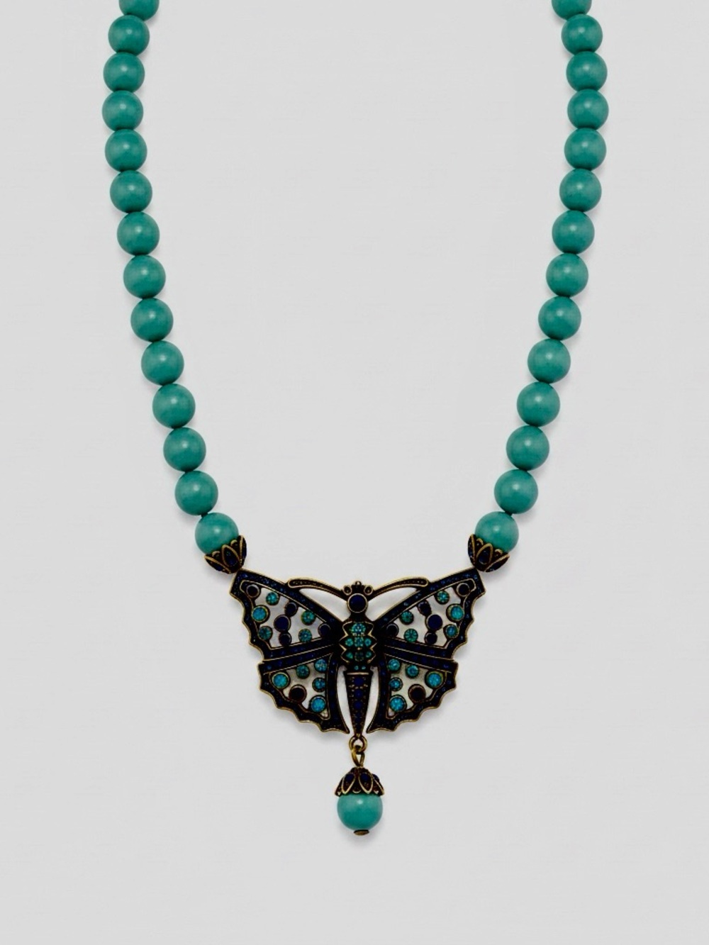 Heidi Daus Monarch MadnessTurquoise Bead Necklace,Blue Crystal Butterfly Pendant